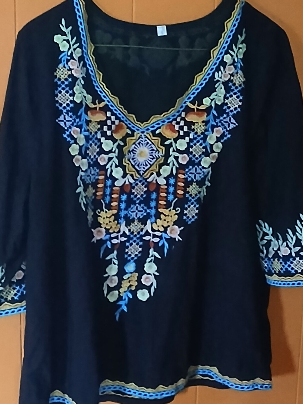 Embroidered Boho Top - Black